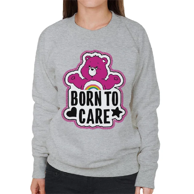 Care Bears Cheer Bear Born To Care Women's Sweatshirt Hoodie with Cuffed Sleeves Snug Secure