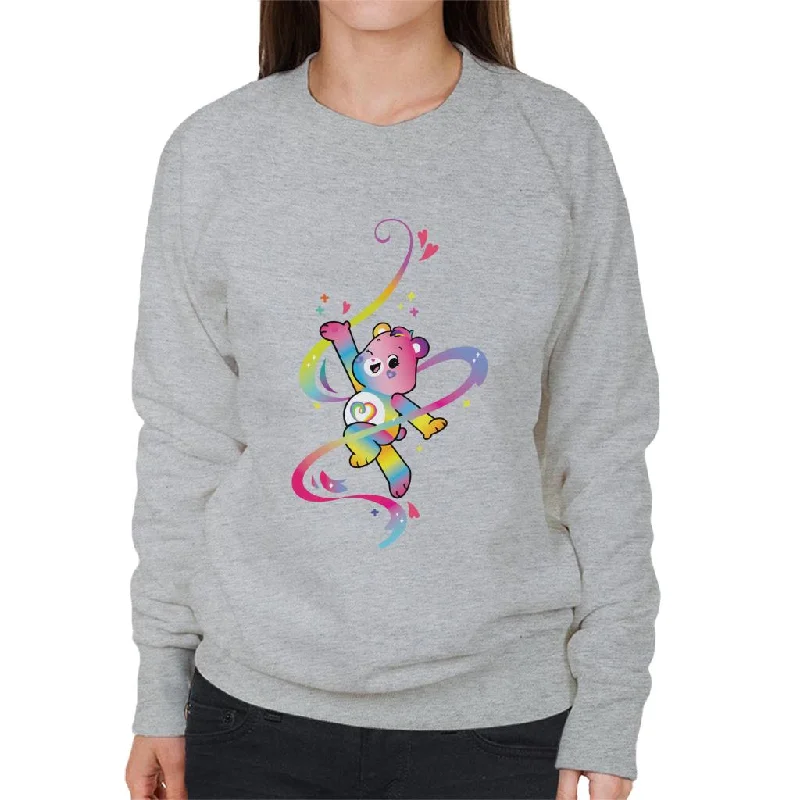 Care Bears Togetherness Bear Multi Coloured Rainbow Women's Sweatshirt Hoodie with Distressed Vintage Worn