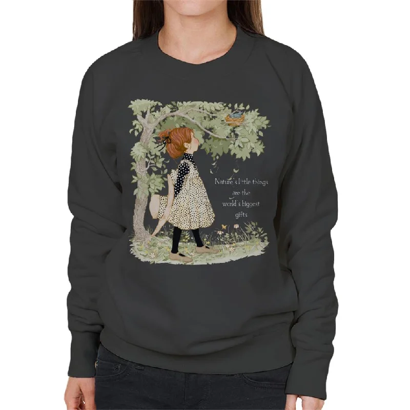 Holly Hobbie Classic Natures Little Things Light Text Women's Sweatshirt Hoodie with Half-Zip Sporty Casual