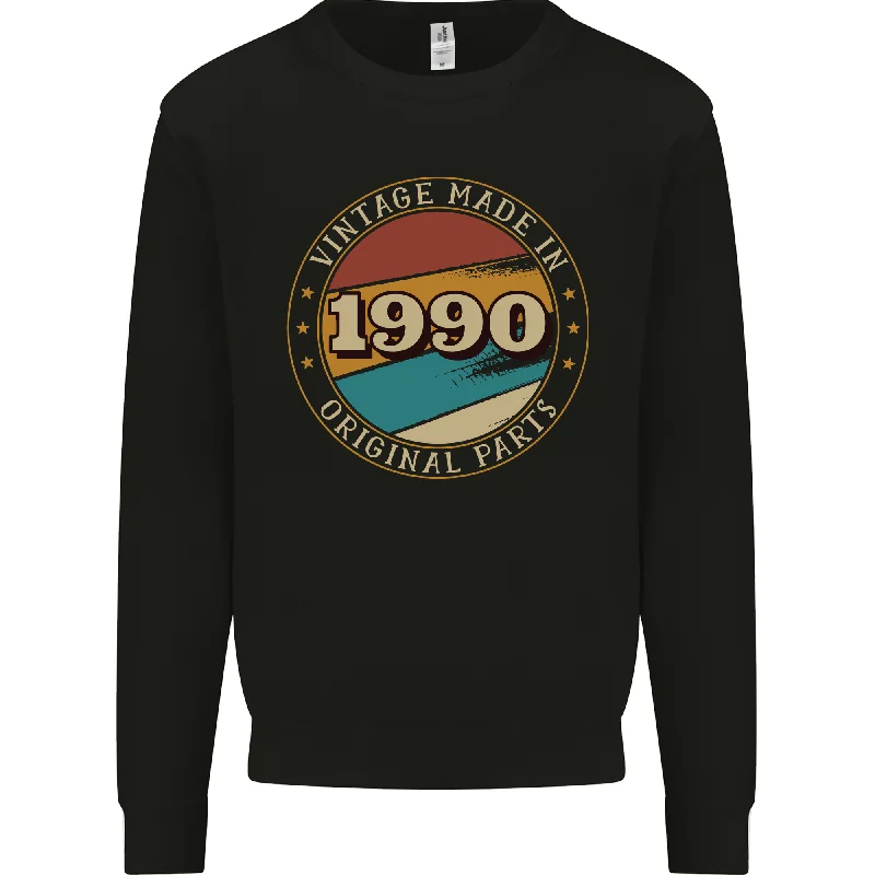 34th Birthday  Vintage Made In 1990 Mens Sweatshirt Jumper Hoodie with Zipper Versatile Modern