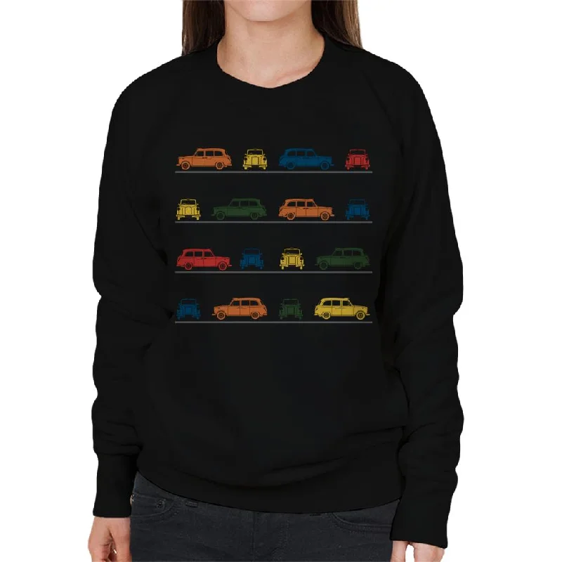 London Taxi Company TX4 Angled Colourful Montage Women's Sweatshirt Hoodie with Pastel Soft Subtle