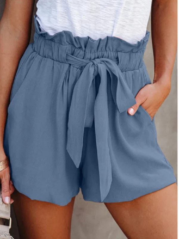 Wjczt Summer New Pants Women's Lace Drawstring Fungus Shorts Solid Color Casual Shorts Bow Women's Loose High-waisted Wide-leg Shorts Formal Wide-Leg Pants Wjczt Summer New Pants Women's Lace Drawstring Fungus Shorts Solid Color Casual Shorts Bow Women's Loose High-waisted Wide-leg Shorts Formal Wide-Leg Pants