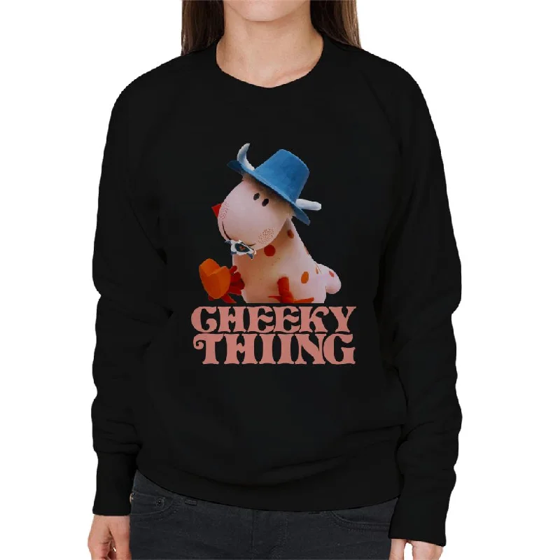 The Magic Roundabout Ermintrude Cheeky Thing Women's Sweatshirt Hoodie with Monochrome Minimalist Simple