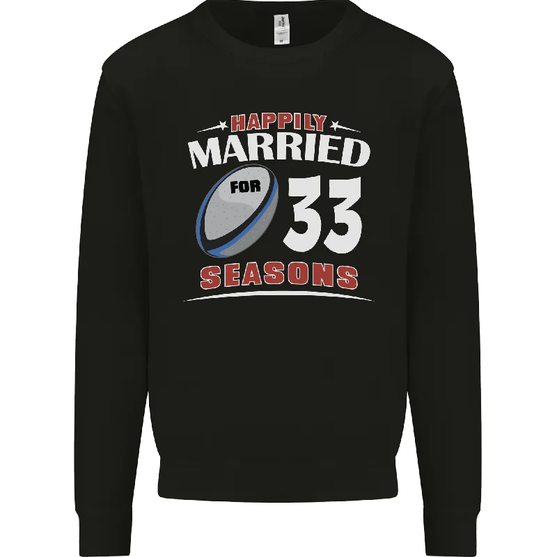 33 Year Wedding Anniversary 33rd Rugby Mens Sweatshirt Jumper Hoodie with Button Classic Timeless