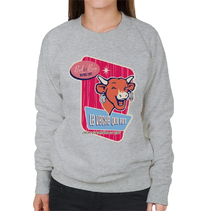 The Laughing Cow Winking Bel And Bon Women's Sweatshirt Hoodie with Batwing Sleeves Loose Dramatic