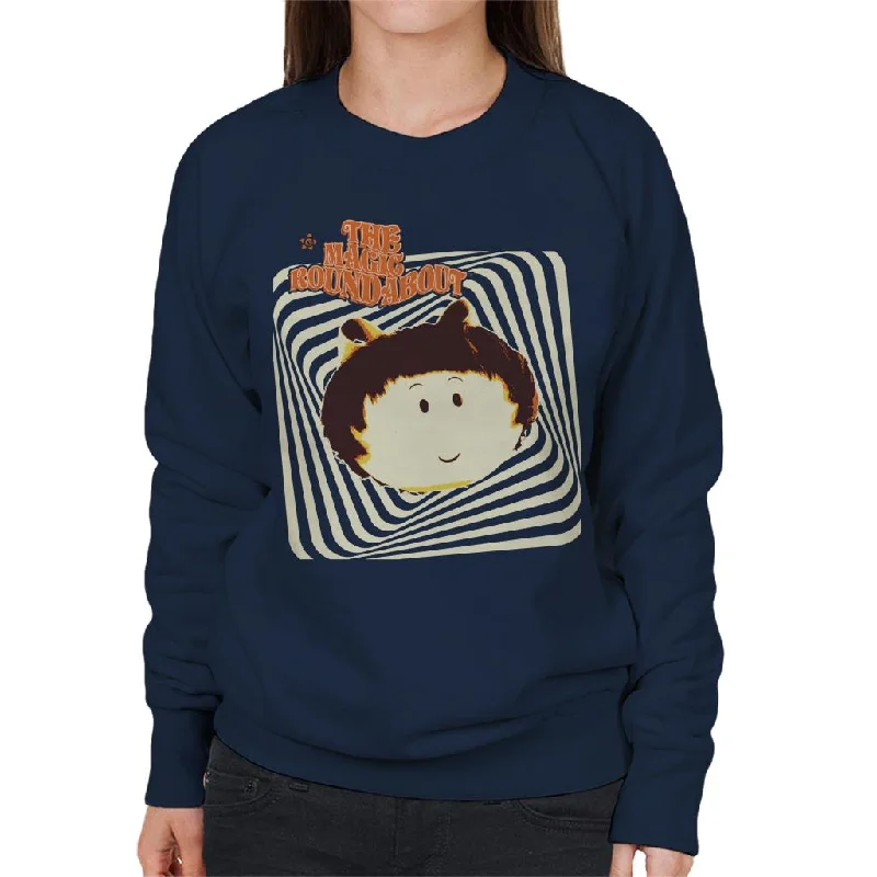 The Magic Roundabout Margote Monochrome Ray Lines Women's Sweatshirt Hoodie Crop Top Short Trendy