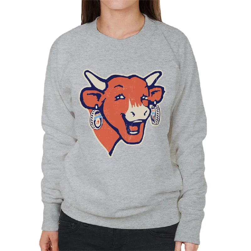 The Laughing Cow Modern Logo Women's Sweatshirt Hoodie with Snap Buttons Easy Quick