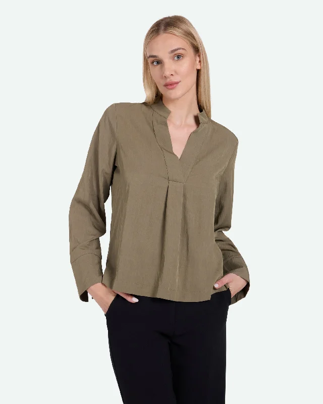 Lottes 3727 Blouse - Martini Olive Elegant Semi-Sheer Blouse