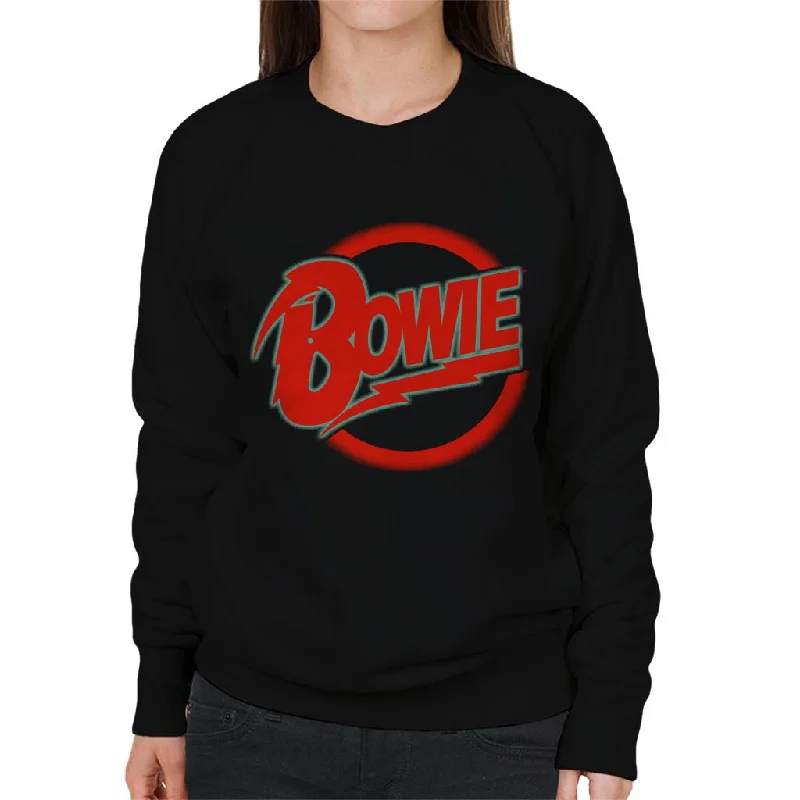 David Bowie Neon Logo Women's Sweatshirt Hoodie with High Neck Warm Protective