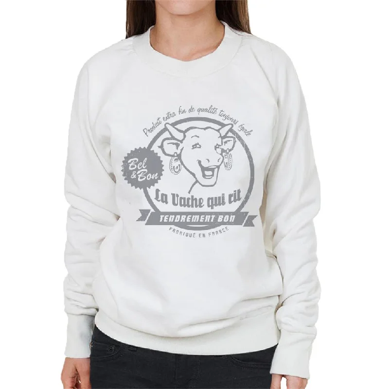 The Laughing Cow Produit Extra Fin Women's Sweatshirt Hoodie with Distressed Vintage Worn