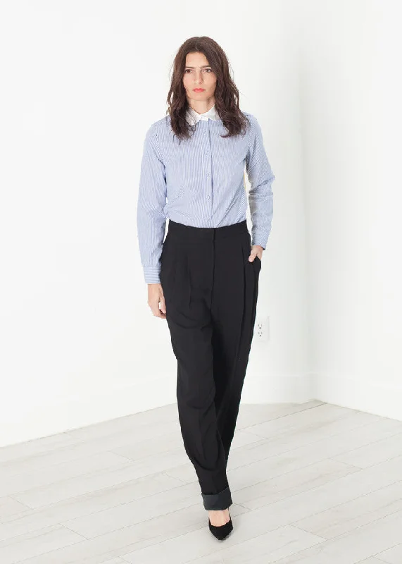 Contrast Cuff Pant in Black Trendy Tapered Pants