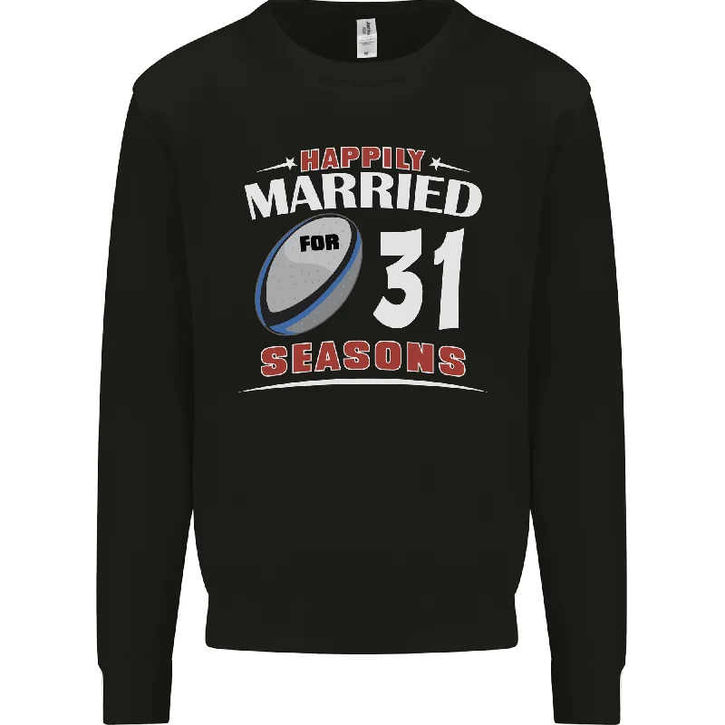 31 Year Wedding Anniversary 31st Rugby Mens Sweatshirt Jumper Hoodie with Mesh Breathable Sporty