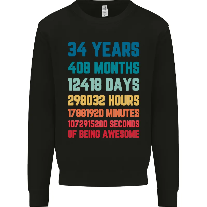 34th Birthday 34 Year Old Mens Sweatshirt Jumper Hoodie with Camouflage Military Edgy