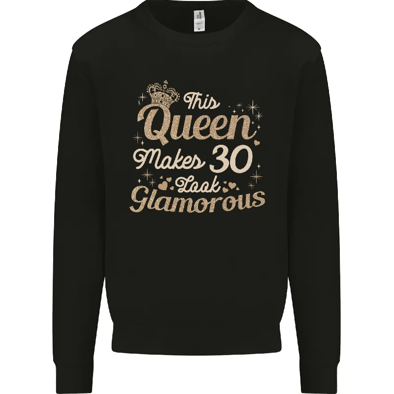 30th Birthday Queen Thirty Years Old 30 Mens Sweatshirt Jumper Hoodie with Lace Feminine Delicate