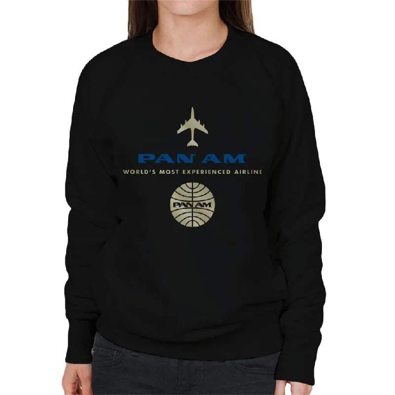 Pan Am Worlds Most Experienced Airline Women's Sweatshirt Hoodie with Rolled Sleeves Casual Relaxed