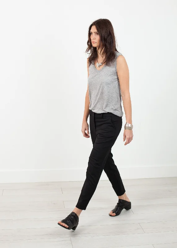 Stretch Fitted Pant in Black Elegant Silk Pants