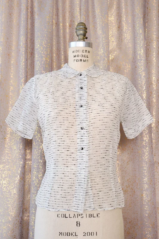 Snowy Sheer Speckled Blouse M Peter Pan Blouse