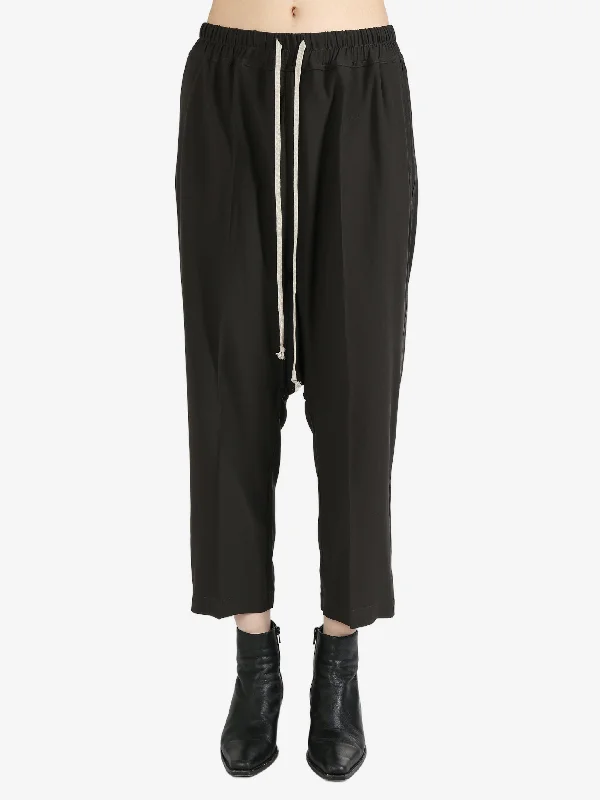 RICK OWENS - Women Drawstring Cropped Pants Trendy Tapered Pants