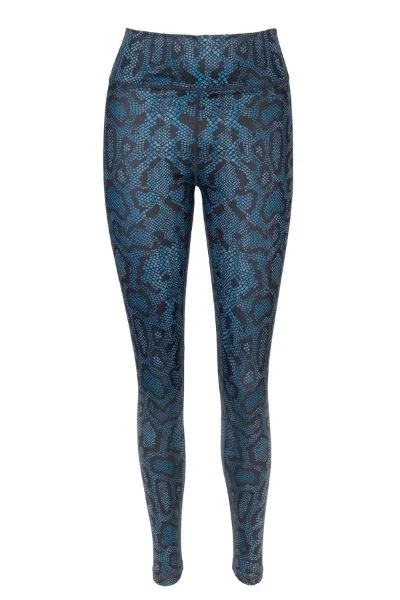 Sssssavasana Blue Snake Print Eco-Friendly Yoga Pants Chic Capri Pants