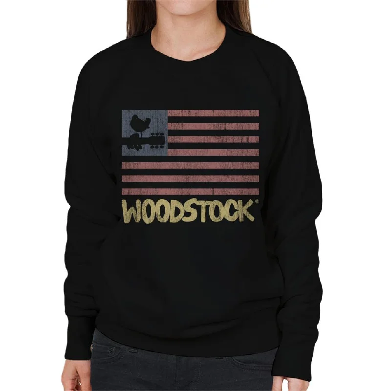 Woodstock Festival Flag Women's Sweatshirt Hoodie with Set-In Sleeves Structured Classic