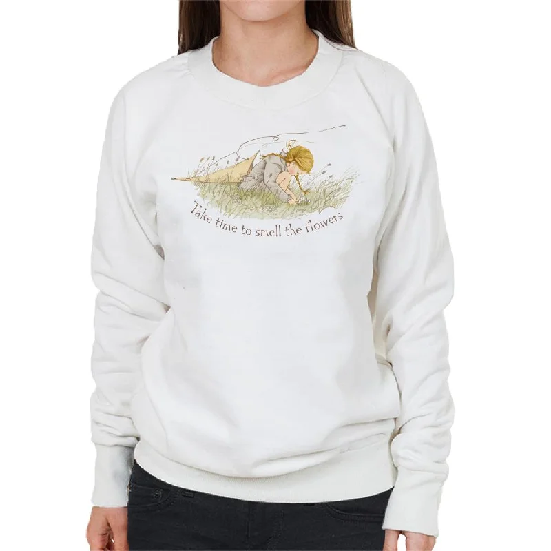 Holly Hobbie Classic Take Time To Smell The Flowers Women's Sweatshirt Hoodie with Snap Buttons Easy Quick