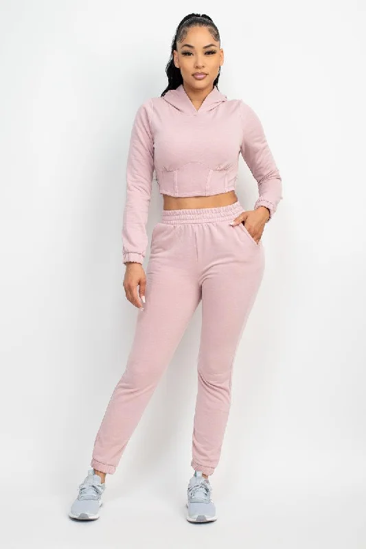 HOODED CORSET TOP & PANTS SET Comfortable Maternity Pants