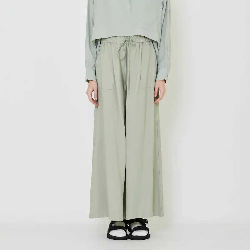 Women Elastic Waist Long Pants - Light Green - SW2403055B Casual Skinny Fit Pants