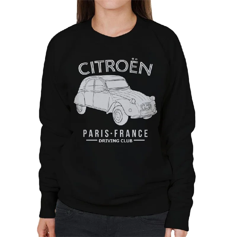 Citroën Driving Club White 2CV Paris France Women's Sweatshirt Hoodie with Reflective Safety Nightwear