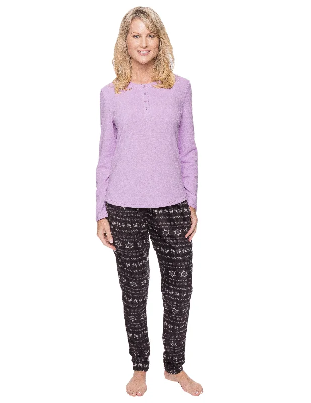 Womens Microfleece Lounge Set With Tapered Pants Casual Lounge Pants