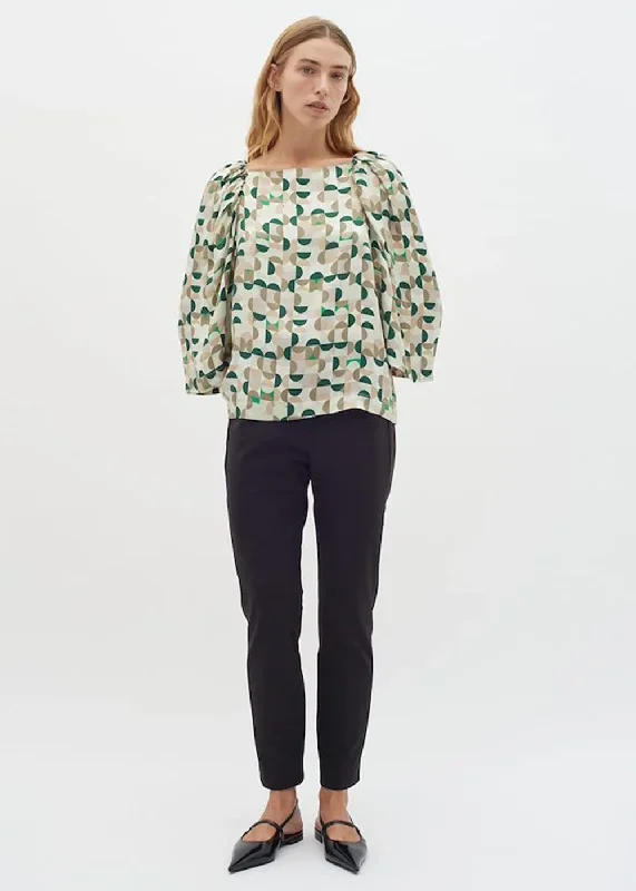 Beril Geometric Blouse Peter Pan Collar Blouse