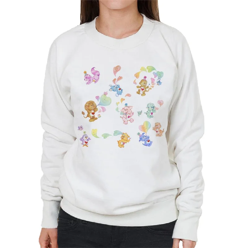 Care Bears Love Heart Montage Women's Sweatshirt Hoodie with Hem Ribbing Snug Secure