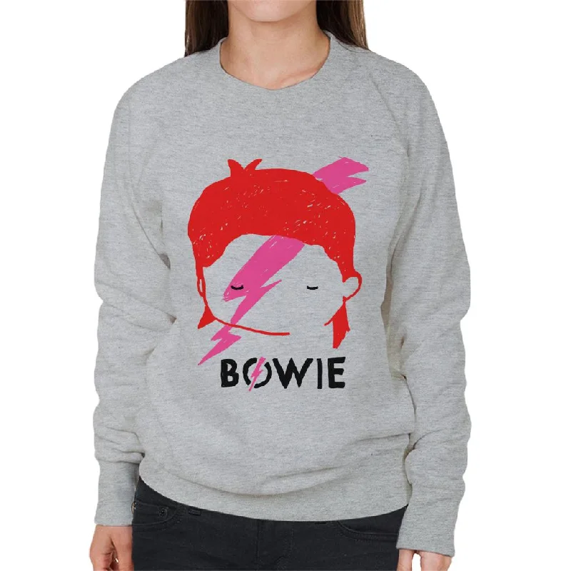 David Bowie Aladdin Sane Lightning Bolt Sketch Women's Sweatshirt Hoodie with Full-Zip Functional Layering