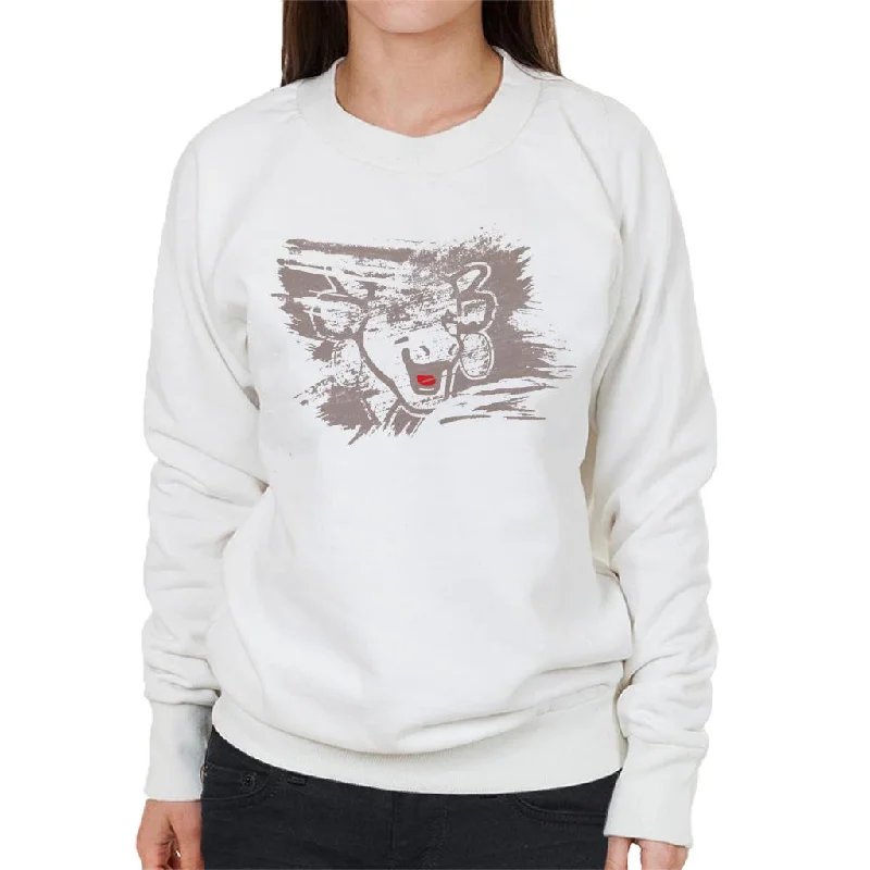 The Laughing Cow Brushstroke Women's Sweatshirt Hoodie with Hem Fringe Bohemian Relaxed