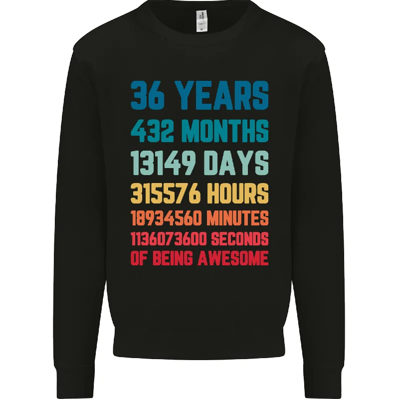 36th Birthday 36 Year Old Mens Sweatshirt Jumper Hoodie with Contrast Stitching Detailed Premium