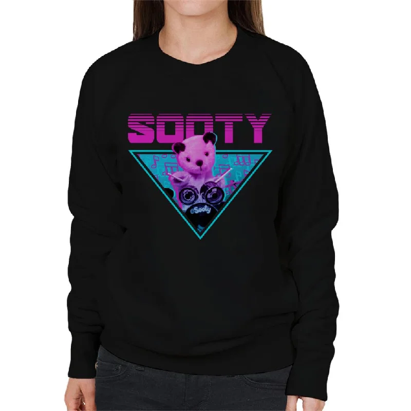 Sooty Drums Vaporwave Women's Sweatshirt Hoodie with Hem Fringe Bohemian Relaxed