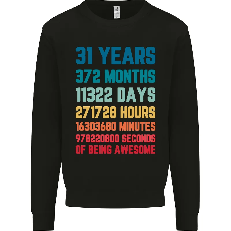 31st Birthday 31 Year Old Mens Sweatshirt Jumper Hoodie with Mock Neck Collared Structured