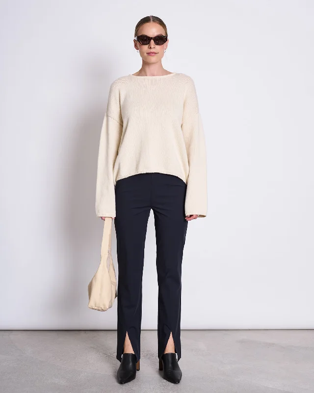 SLIT PANTS RHUE BLACK Warm Wool Trousers