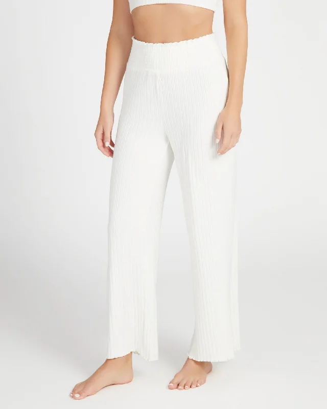 Dawn Smocked Ribbed Pant Chic Capri Pants