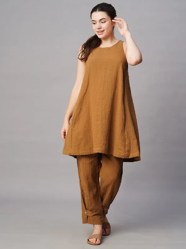 Women's Mustard Cotton Regular Fit Pant Comfortable Jogger Trousers