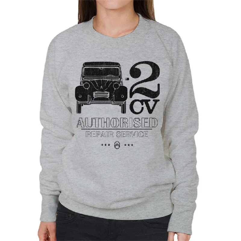 Citroën 2CV Authorised Repair Service Black Logo Women's Sweatshirt Hoodie with Stripes Bold Sporty