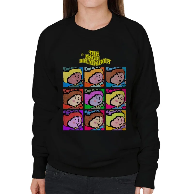 The Magic Roundabout Florence Pop Art Women's Sweatshirt Hoodie with Distressed Vintage Worn