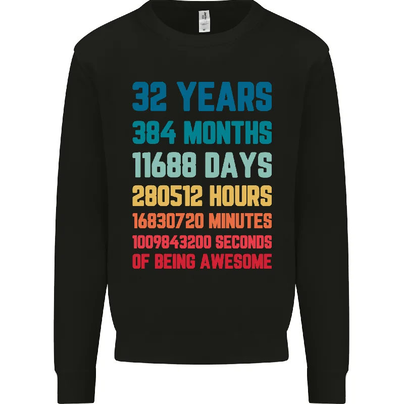 32nd Birthday Men's 32 Year Old Sweatshirt Jumper - Classic Style and Comfort Hoodie with Button Placket Classic Preppy