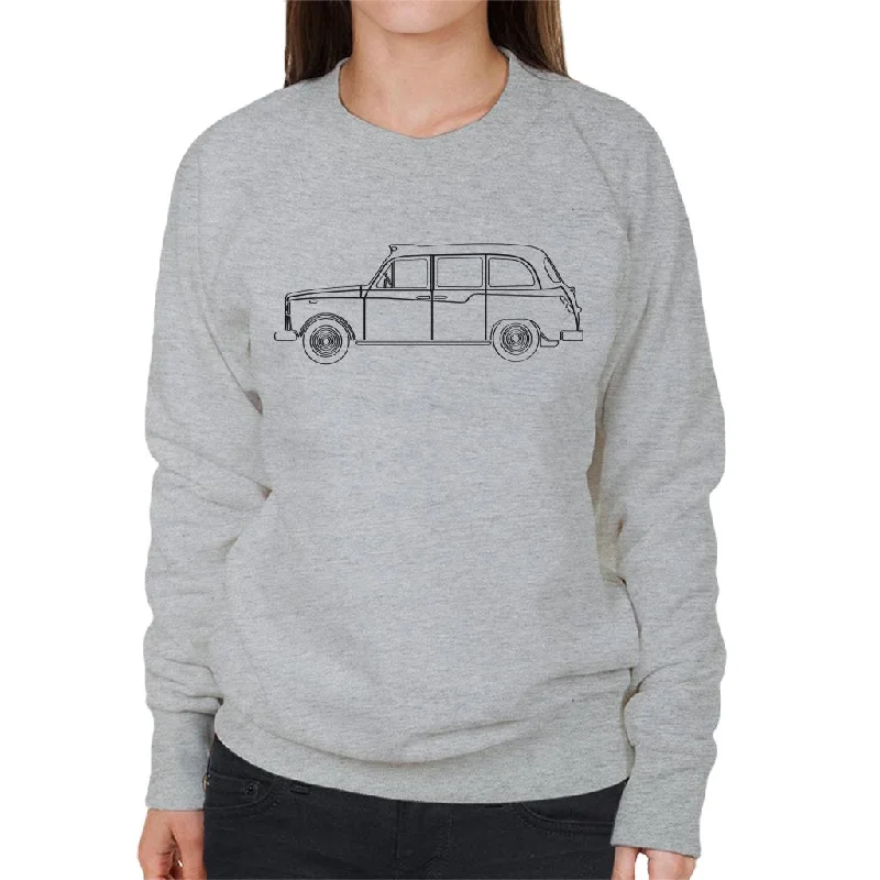 London Taxi Company TX4 Light Outline Women's Sweatshirt Hoodie with Distressed Vintage Worn