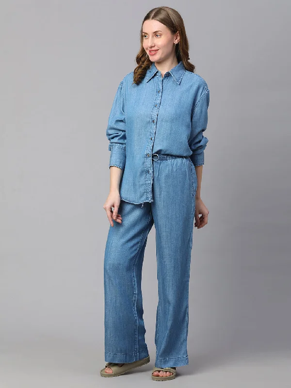 Women's Denim Tencel Regular Fit Pant Soft Stretch Pants