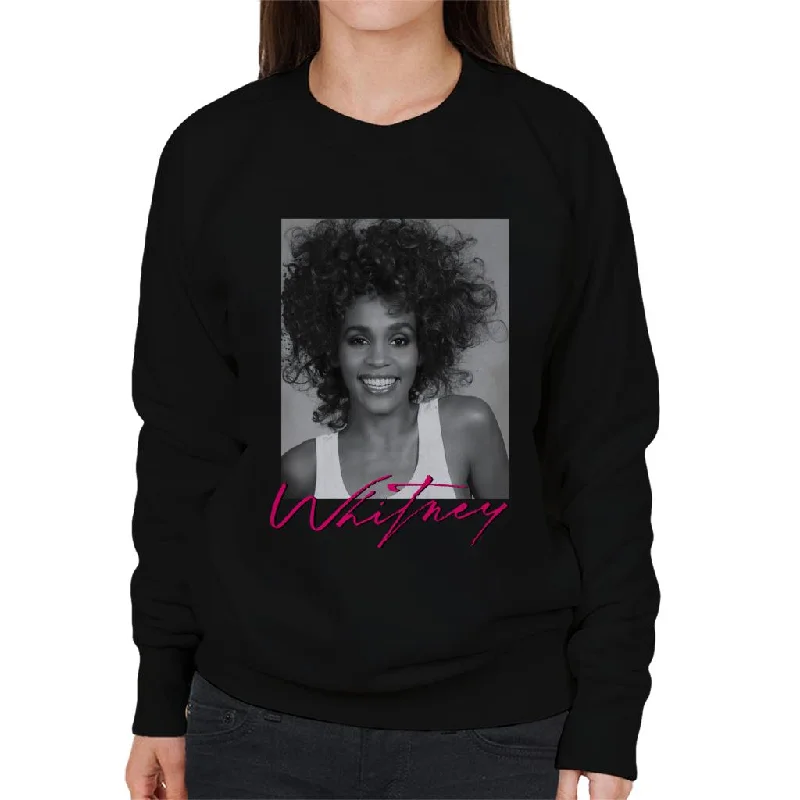 Whitney Houston Smiling Portrait Women's Sweatshirt Hoodie with Cuffed Sleeves Snug Secure