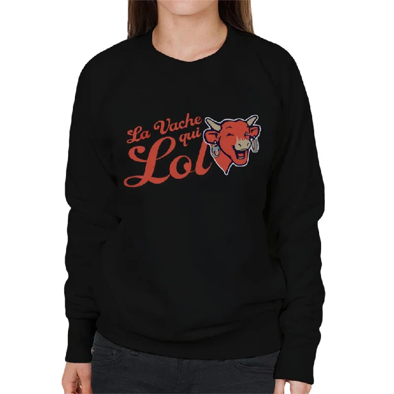 The Laughing Cow The Cow That Laughs Women's Sweatshirt Hoodie with Hem Raw Edge Edgy Unfinished