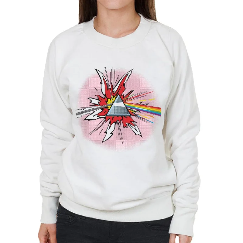 Pink Floyd Dark Side Of The Moon Pop Art Women's Sweatshirt Hoodie with Hem Frayed Vintage Worn