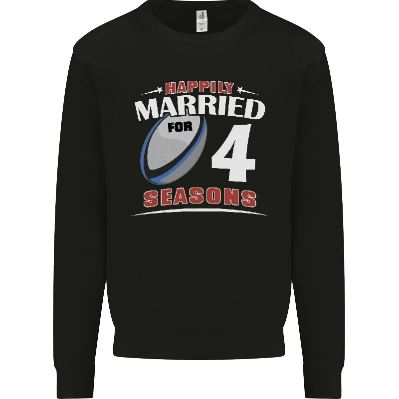 4 Year Wedding Anniversary 4th Rugby Mens Sweatshirt Jumper Hoodie with Gradient Ombre Colorful