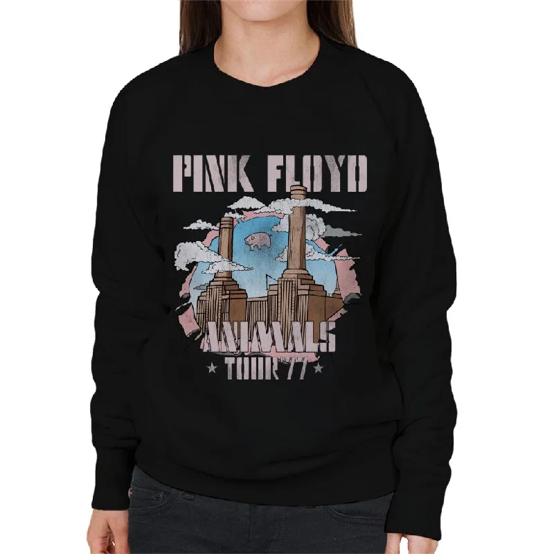 Pink Floyd Animals Tour 77 Women's Sweatshirt Hoodie with Metallic Shiny Futuristic