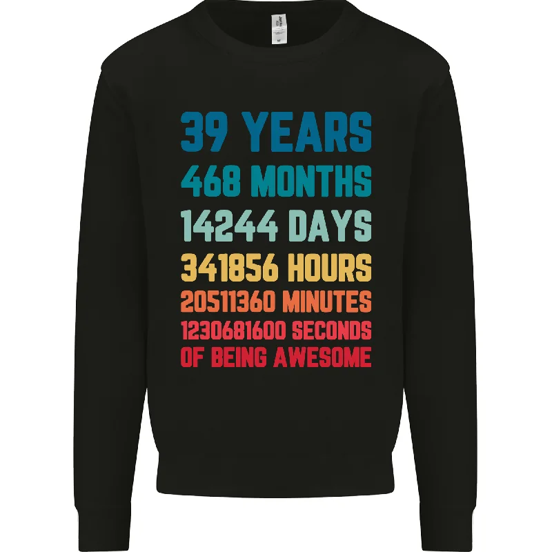 39th Birthday 39 Year Old Men's Personalised Sweatshirt Jumper Hoodie with Print Artistic Unique